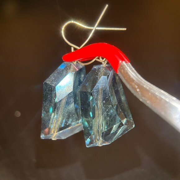 Large Blue Dangle Earrings - Picture 2 of 5